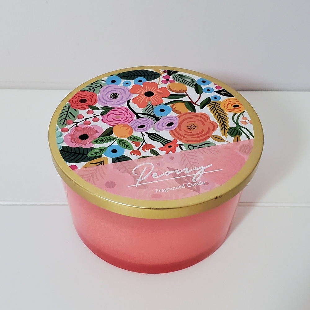 Peony Fragranced Candle with Floral Lid - 14 Oz - CVS Brand - NWT